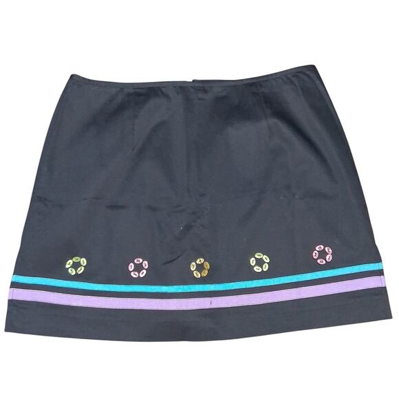 NWT Bamboo Traders Black Mini Skirt Size 14 Cotton Blend - Picture 1 of 6